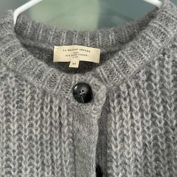 Sezane emile cardigan in mottled grey - Picture 2 of 4